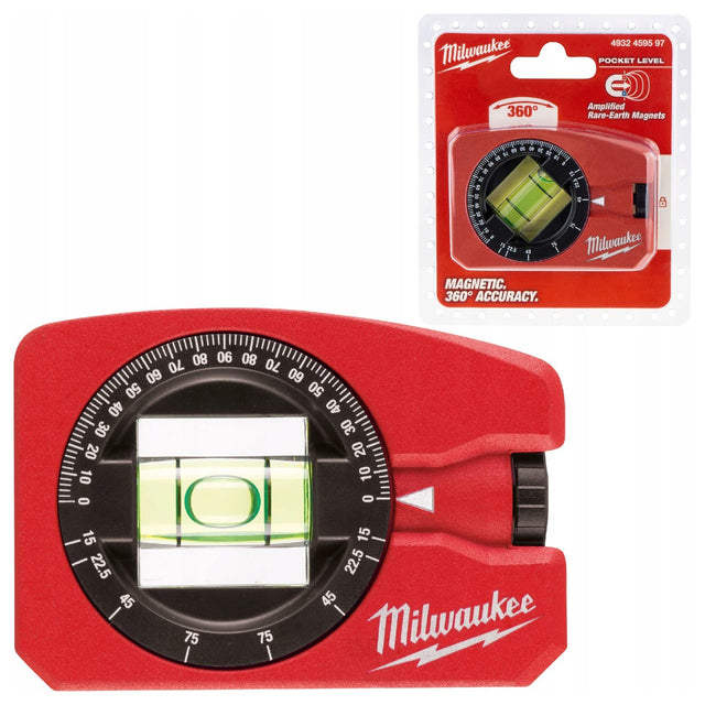 Poziomica pocket Milwaukee kompaktowa kieszonkowa magnetyczna mini 7.8 cm libella do ustawiania i poziomowania elementów