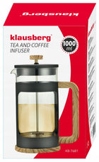 Zaparzacz Tłokowy do kawy herbaty 1000ml dzbanek French Press klausberg zaparzacz dzbanek 1000 ml szkło