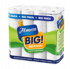 Papier toaletowy 3 warstwowy celuloza Almusso BIG 40 rolek biały 105 listków, bezzapachowy, do łazienki