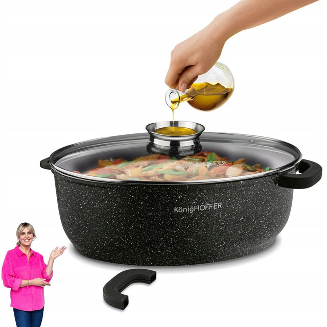 Brytfanna do piekanika indukcja z Aromatyzerem owalna Konighoffer Pollo 8 l naczynie do pieczenia, garnek z pokrywą, powłoka nieprzywierająca