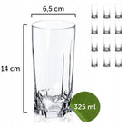 SZKLANKI DO DRINKÓW NAPOJÓW 12x 325ml WODY WYSOKIE ZESTAW KOMPLET SZKLANEK do koktajli i soków, szkło bezbarwne, można