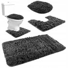 Komplet Dywaników Łazienkowych Miękkich Szary 3szt maty podłogowe prostokątne z poliestru, grubość 50 mm, 49,5 × 81,5 cm