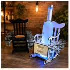 Prezent na Urodziny Emeryture Fotel Bujany na Alkohol LED Kieliszki grawer stojak na trunki, ozdoba do barku, gadżet