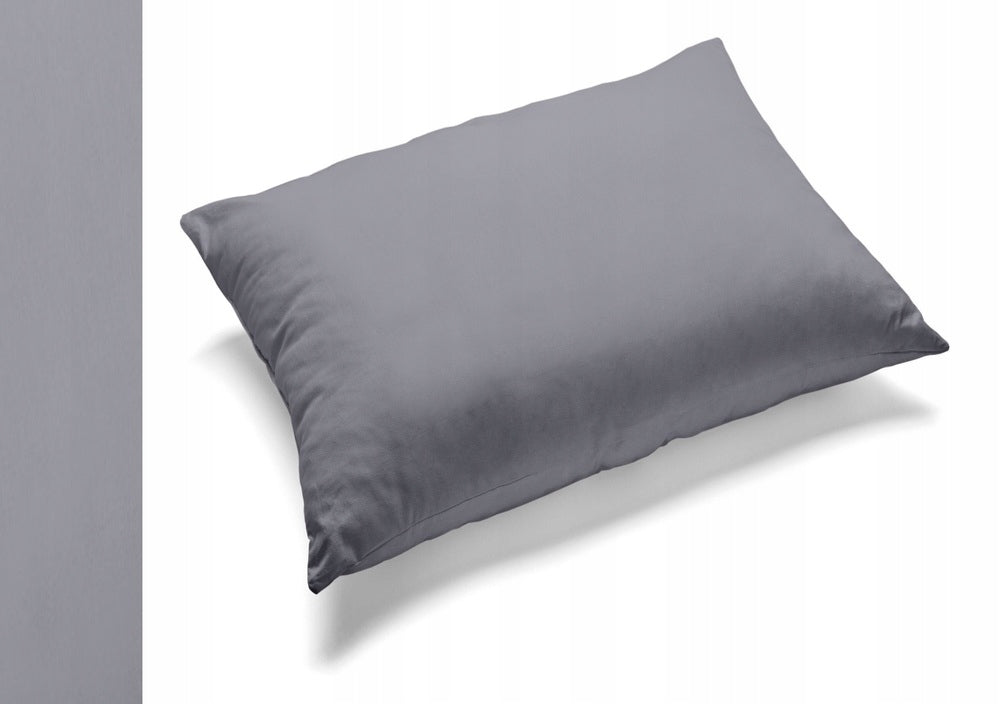Poszewka 70x80cm na poduszkę 100% bawełna - Stalowy powłoczka gładka szara z zamkiem błyskawicznym, dekoracyjna