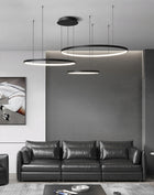 Lampa LED sufitowa ringi czarna 60 40 30 pamięć bluetooth darmat light 529 żyrandol 3-punktowy do salonu i jadalni z