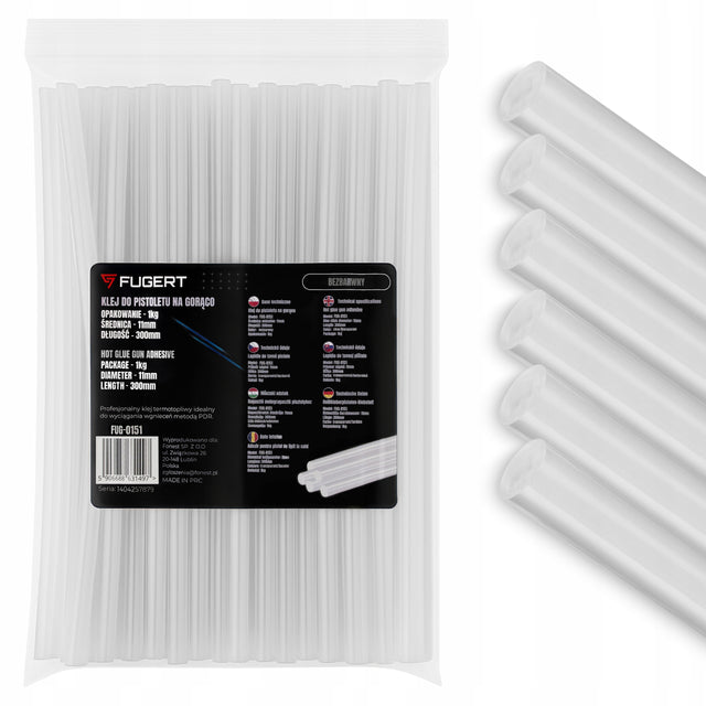 Klej na gorąco do pistoletu wkłady 11 MM x 30cm 1kg bezbarwny klej do PDR pałeczki termotopliwe, klejarka, usuwanie wgnieceń karoserii