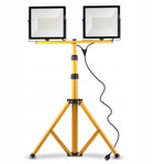 Halogen LED 2x100W naświetlacz budowlany lampa robocza na statywie IP66 reflektor warsztatowy, oświetlenie placu