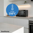 Piekarnik elektryczny wolnostojący timer ruszt 250°C 48l 2000W 3 tryby mini piekarnik 48 l 2000 w czarny