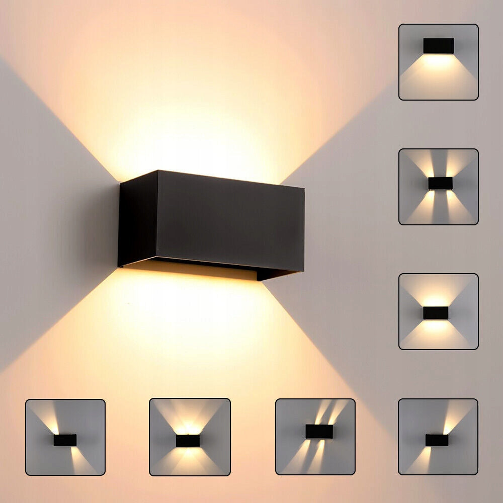 Lampa Elewacyjna Ścienna LED Kinkiet Zewnętrzny Ogrodowy góra DÓŁ Aluminium czarna oprawa 24W na taras i fasadę