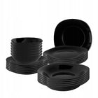 Komplet Serwis talerzy i salaterki 6 osób Altom Design Black Harmony 24 el Zastawa stołowa obiadowa kwadratowa, do