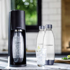 2x butle butelki do saturatora SodaStream Fuse 1l dwupak pojemnik na wodę gazowaną, niebieski, nadaje się do zmywarki