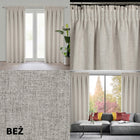 ZASŁONA GOTOWA JULA2 TAŚMA 140 X 270 CM LEN BEŻOWY STYL EKO RÓŻNE KOLORY panel okienny półzaciemniający, poliestrowy