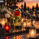 ZNICZ NA CMENTARZ DUŻY, ŚWIECI JAK ZNICZ SOLARNY, RÓŻA WIECZNA LED, PIĘKNY lampion nagrobny, dekoracja grobu, wysokość