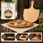 Kamień do Pizzy 39x36 cm Duży + Łopatka Deska Bambusowa do Serwowania 2w1 płyta kordierytowa do wypieku w piekarniku