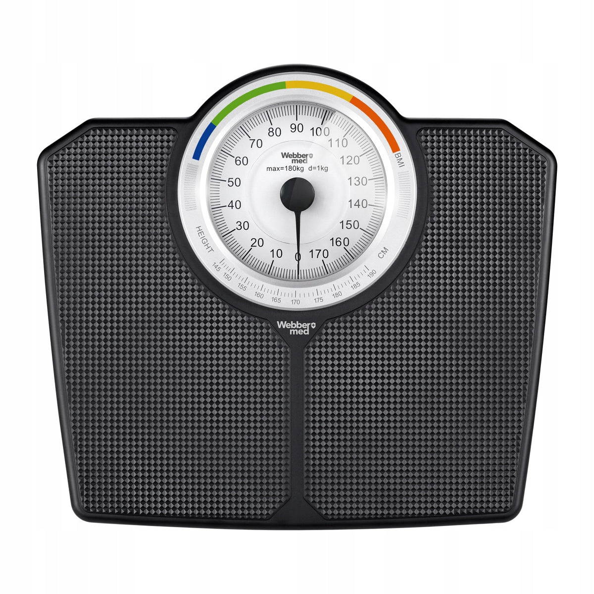 Klasyczna Waga Łazienkowa mechaniczna Analogowa do 180 KG czarna webber BMI czarny