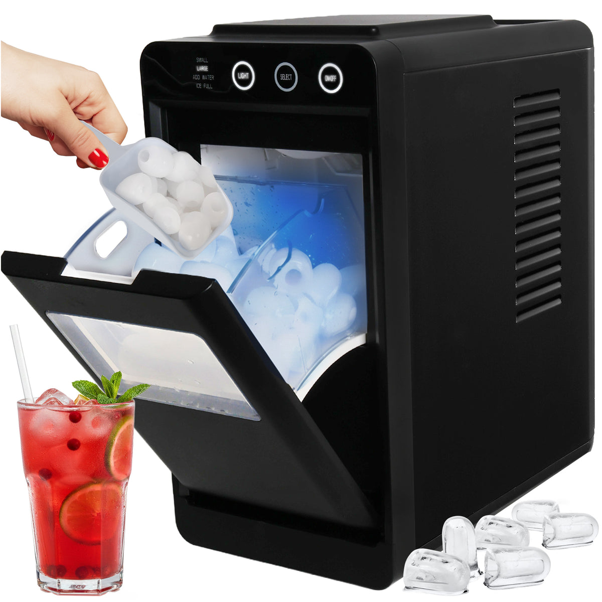 Kostkarka do lodu heva VIO domowa do kostek 12kg/24h 120W slim + łopatka 120 w czarny
