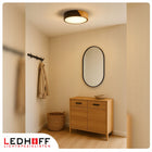 Plafon sufitowy Lampa LED z drewnem czarna 30cm 30W boho do pokoju mała okrągła oprawa oświetleniowa, zintegrowane