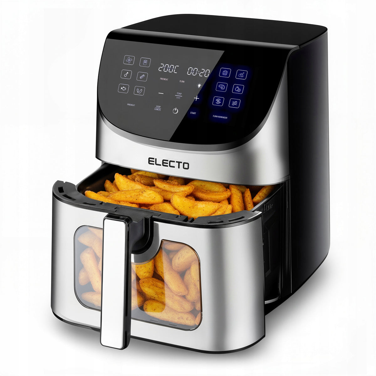 Frytkownica beztłuszczowa AIR fryer frytownica electo 2000W 14 programów 8l srebrny/szary