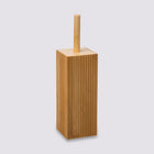 Szczotka do WC do łazienki bambusowa naturalna skandynawska 37 cm czyścik toaletowy, stojący z zamkniętym pojemnikiem