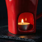Zestaw do Fondue Czekoladowego Kubek Podgrzewacz z Widelczykiem czerwony na tealight, do owoców i deserów, naczynie do