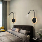Lampka do czytania na łóżku, 3 w + 8 w , montaż ścienny z 2 przełącznikiem kinkiet LED czarny aluminiowy, sypialnia, 14