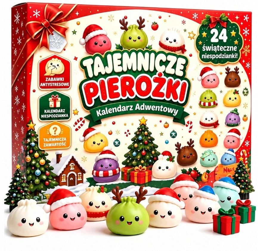 Kalendarz Adwentowy Squishy Dumpling 24 Szt. Gniotki Świąteczne Prezent stojący