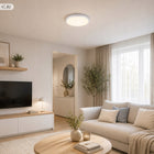 Lampa Sufitowa z Czujnikiem Ruchu Biała Okrągła Natynkowa 2xE27 plafon do przedpokoju, oprawa oświetleniowa, zasilanie
