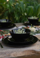 6x TALERZ OBIADOWY AURORA BLACK 26,5cm PŁYTKI SZKLANY PŁASKI DUŻY RYFLOWANY okrągłe naczynie do mikrofalówki i