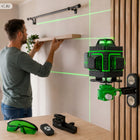 Poziomica laserowa 360 płaszczyznowa 4D laser krzyżowy zestaw PRO 16 lini niwelator zielony do prac remontowych i