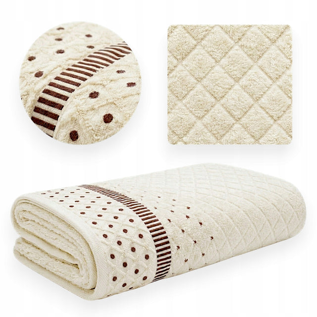 Ręcznik kąpielowy premium 100 x 150 duży hotelowy 500g na Prezent - kremowy bawełniany organiczny gots oeko-tex Standard 100 do łazienki