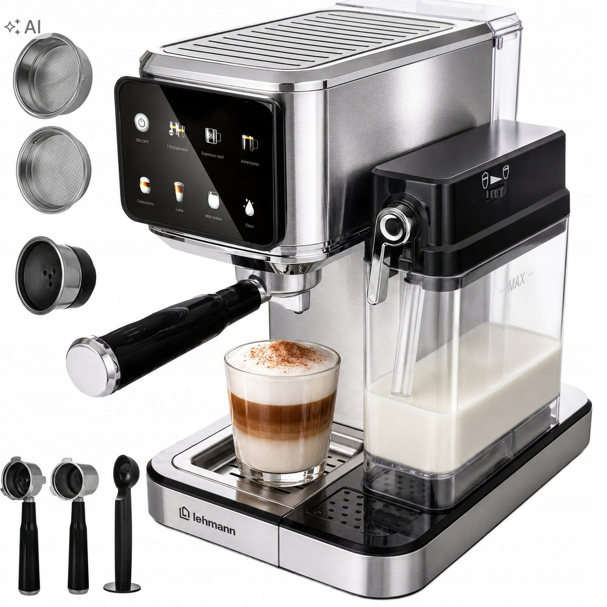 Ekspres ciśnieniowy do kawy ze spieniaczem kolbowy + na kapsułki POJ. mleko espresso, cappuccino, latte, americano