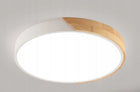 Lampa LED sufitowa plafon biała z drewnem 30cm 4000K 18W darmat light 492 oprawa, oświetlenie wewnętrzne do pokoju