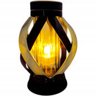 Znicz solarny lampion czarno - złoty nowoczesny znicz wstęga black & gold ledowy na cmentarz, lampka nagrobna 24 cm