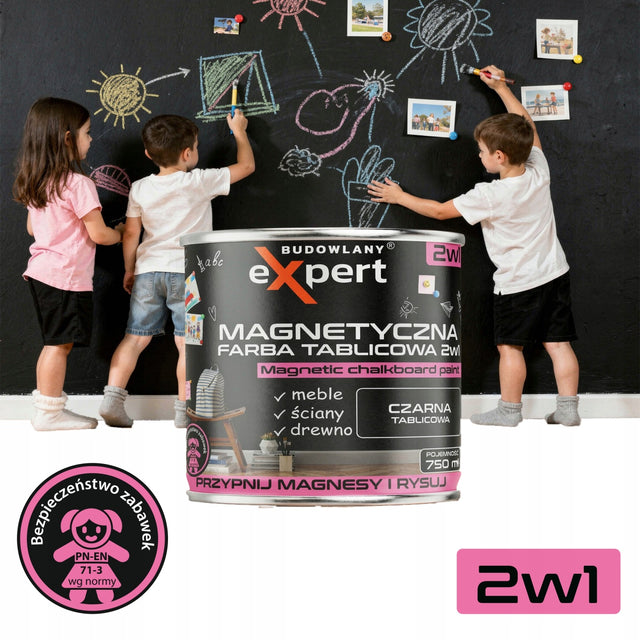 Farba 2w1 na Magnesy do Pisania Kredą Przyczepiania Magnesów 750 ml Czarna akrylowa tablicowa magnetyczna ścienna meblowa matowa do drewna