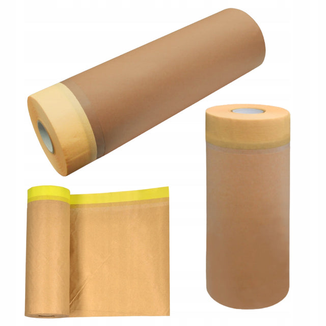 Papier malarski lakierniczy ochronny faster z taśmą malarską 40 cm x 20 m osłona powierzchni, do zabezpieczania listew i mebli podczas remontu
