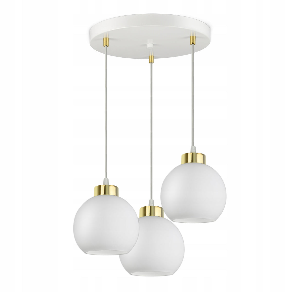 Lampa Wisząca Sufitowa Żyrandol Biała Szklane Kule White Glass EZ3 LED E27 3 punkty świetlne do salonu i jadalni, 60 w