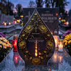 Znicz Lustrzany LED Efekt Płomienia dla Dziadka z Grawerem na Grób Cmentarz lampion nagrobny elektryczny 30 cm na