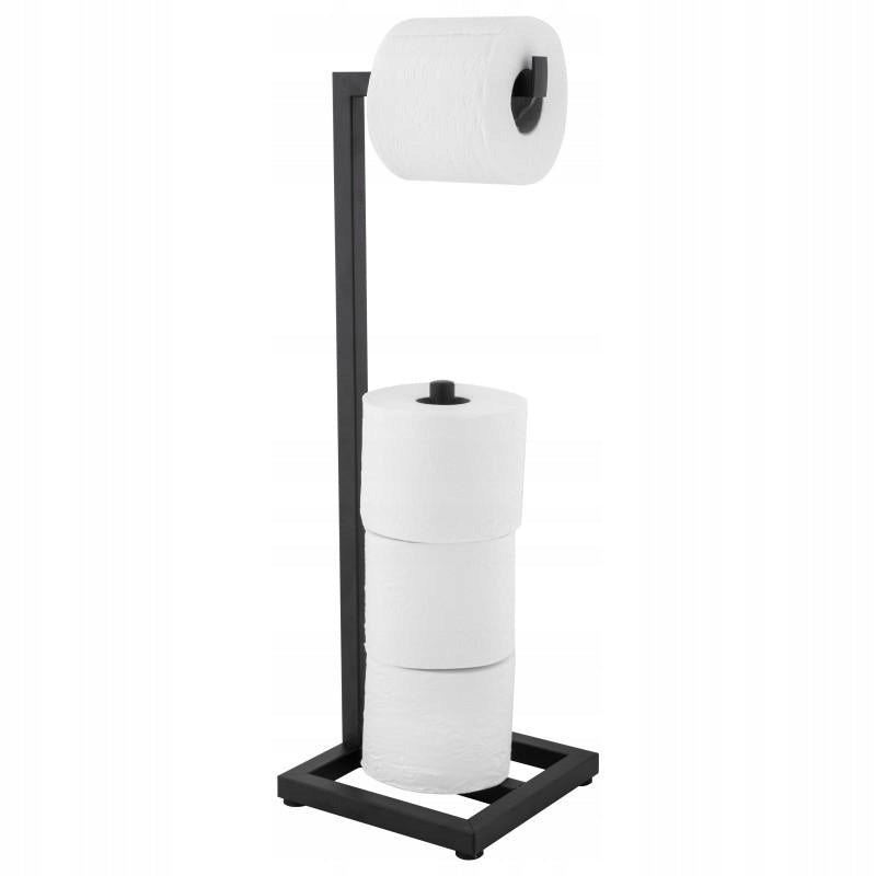 Stojak uchwyt na papier toaletowy do WC toalety czarny wieszak loft yoka metalowy organizer łazienkowy wolnostojący
