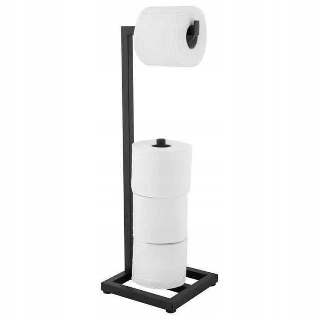 Stojak uchwyt na papier toaletowy do WC toalety czarny wieszak loft yoka metalowy organizer łazienkowy wolnostojący podłogowy 55 cm