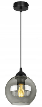 LAMPA SUFITOWA WISZĄCA ŻYRANDOL POJEDYNCZA SZKLANA KULA NOWOCZESNA LOFT oprawa do salonu i jadalni, czarna, gwint E27