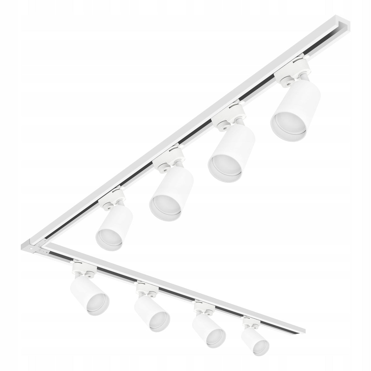 Zestaw Szynoprzewód Szyna 4m + 8x Lampa GU10 LED oświetlenie sufitowe, białe oprawy do wnętrz, 8 punktów światła, do 10