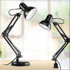 LAMPKA NA BIURKO BIURKOWA LAMPA NOCNA KREŚLARSKA REGULOWANA UCHWYT E27 LED do czytania i nauki, czarna, bez żarówki