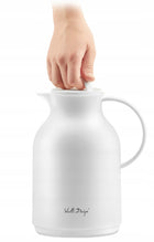 Termos z wkladem szklanym Biały, ciepło/zimno Amo Vialli Design 1000 ml pojemnik termiczny do kawy, herbaty i innych