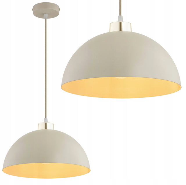Lampa Wisząca Zwis Plafon Żyrandol Ecru Beżowa Kaszmir Moon Led oprawa sufitowa metalowa E27 1-punktowa klosz 18 cm do salonu sypialni