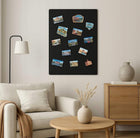 Tablica na magnesy z podróży czarna 80x50 cm metalowa powierzchnia do mocowania notatek