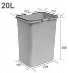Kosz segregator na śmieci do szuflady szafki 20l pojemnik plastikowy z komorami do sortowania odpadów, szary