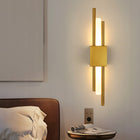 LAMPA ŚCIENNA ZŁOTA KINKIET LED NOWOCZESNY DO SALONU KORYTARZA 10W 3000K oprawa metalowa 2-punktowa 40 cm głębokość 7 cm