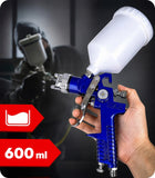 Pistolet lakierniczy do malowania malarski hvlp dysza 1,4mm zbiornik 600ml zasilany sprężarką, do farb, ciśnienie