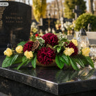 Kompozycja Kwiatowa na wszystkich Świętych Wiązanka + Bukiet Na Grób Kamila dekoracja nagrobna stroik cmentarny 30 cm