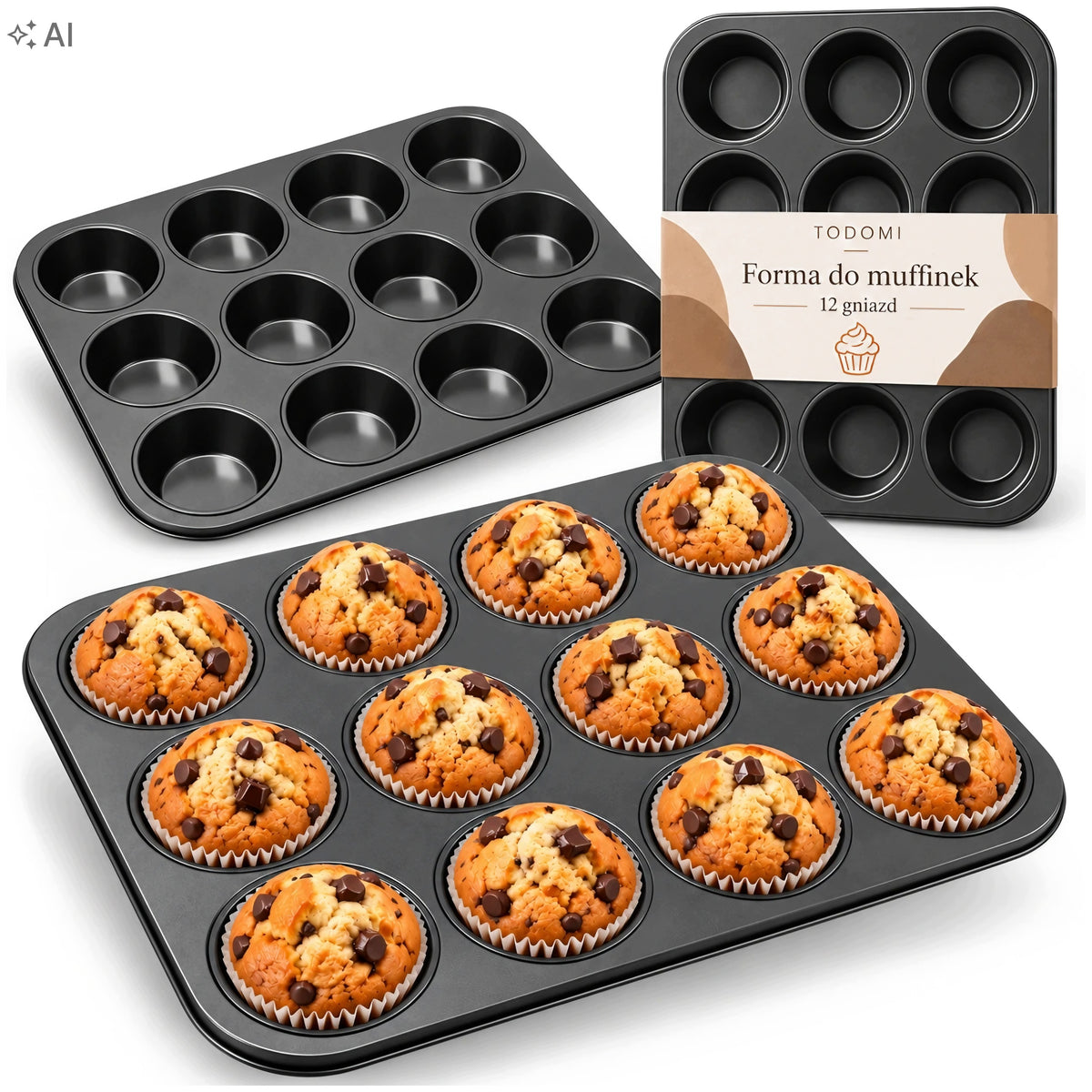 Forma do muffinek babeczek 12 SZT gniazd blacha non-stick do pieczenia metalowa foremka na cupcakes, mini wypieki